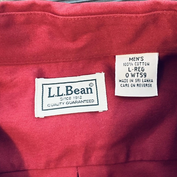 LL Bean Mens Red Button Down Long Sleeve wrinkle resistant Shirt Size L - Picture 2 of 8